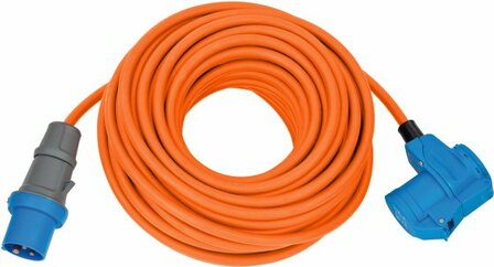 CEE verlengsnoer IP44 voor Camping Maritime 25m oranje H07RN-F 3G2,5 CEE-stekker, haakse koppeling 230V 16A
