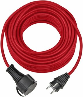 Kwaliteitsrubber verlengkabel IP44 25m rood H05RR-F 3G1.5