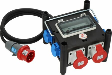 Compacte rubberen stroomverdeler BSV 3 FI 16 2 IP44 2m H07RN-F 5G2,5 - 2xCEE16A, 5x230V