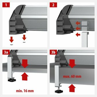 Tafelklemmen met vergrendelingsschroeven voor Alu-Office-Line stekkerdozen