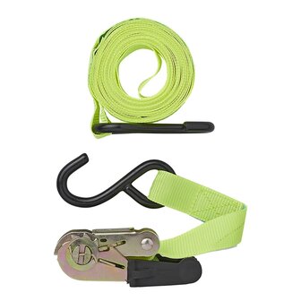 Spanband met ratel + 2 haken 5 meter - set van 4 stuks