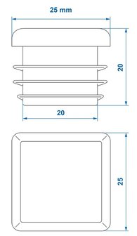 Inslagdop 25x25mm x10 stuks