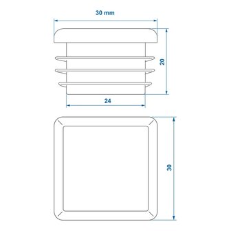Inslagdop 30x30mm x10 stuks