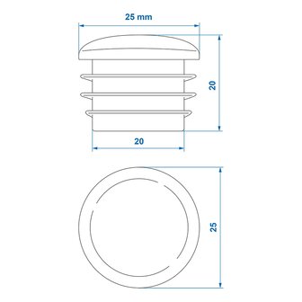 Inslagdop dia 25mm x10 stuks