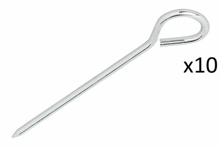 Tentharing 19cm aluminium met oog x10 stuks