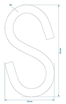 S-haak  dia 3mm 2,9x1,3cm&nbsp;x10 stuks