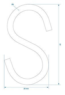 S-haak  dia 4mm 4,4x2,1cm x10 stuks