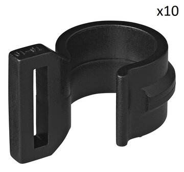Tentclip voor tentstok 20-25mm met sleuf zwart x10 stuks