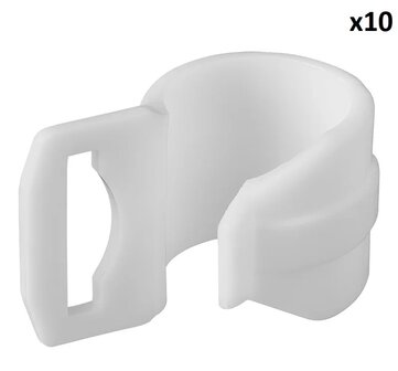 Tentclip voor tentstok 20-25mm met sleuf wit x10 stuks