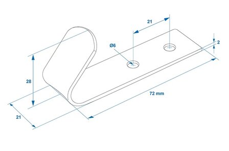Haak schroefbaar metaal 72 x 21 x 2 mm x5 stuks