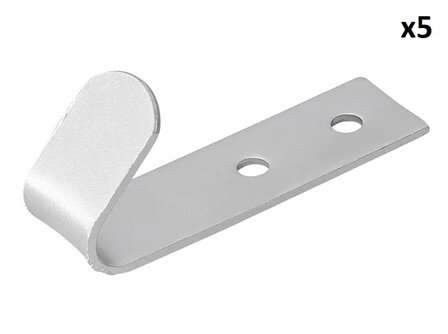 Haak schroefbaar metaal 72 x 21 x 2 mm x5 stuks