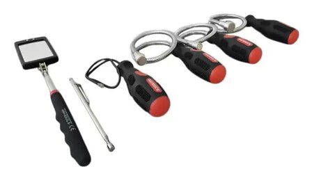 Flexibele en telescopische magnetische houder en inspectiespiegelset 6-delige