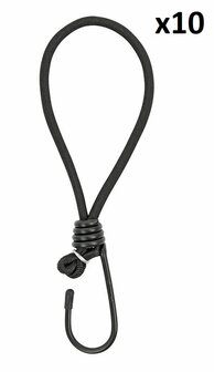 Tentspanner elastisch zwart met haak x10 stuks