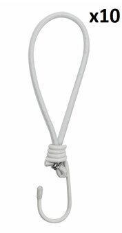 Tentspanner elastisch wit met haak x10 stuks