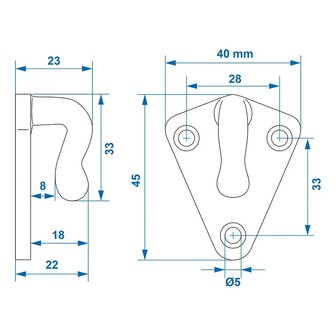 Touwhaak metaal 40x45mm x10 stuks