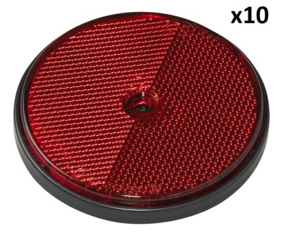 Reflector rood 80mm schroefbevestiging x10 stuks