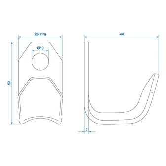 Haak schroefbaar metaal 37 x 25 x 3 mm x5 stuks
