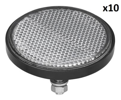 Reflector wit 60mm met bout 5mm x10 stuks