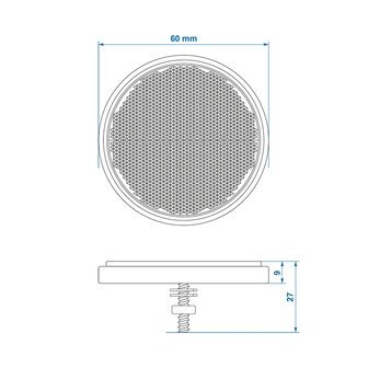 Reflector wit 60mm met bout 5mm x10 stuks