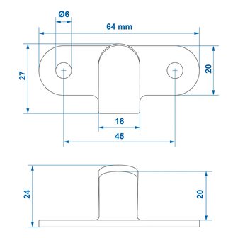 Touwhaak metaal 65x27mm gebogen x10 stuks