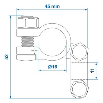 Accupoolklem (+) standaard x5 stuks