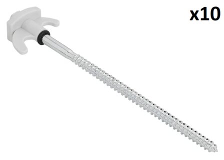 Tentharing 20cm metaal schroefbaar met kunststof haak x10 stuks