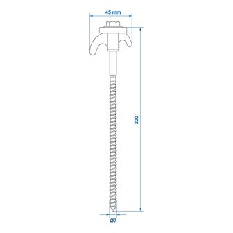 Tentharing 20cm metaal schroefbaar met kunststof haak x10 stuks
