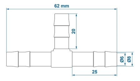 Slangtule T-stuk 8mm x10 stuks