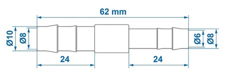 Slangreduceerstuk recht 10x8mm x10 stuks