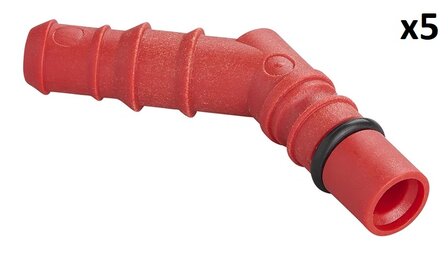 Slangtule met O-ring voor 10/12 mm slangen rood x5 stuks