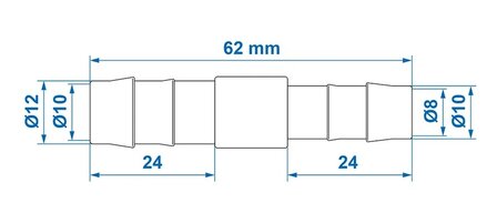 Slangreduceerstuk recht 12x10mm x10 stuks