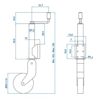 Neuswiel 73 mm velg metaal met rubberband 260 x 65 mm inklapbaar
