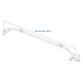 Afdekzeilbeugel metaal uitschuifbaar 100-155cm voor aanhangerzeil