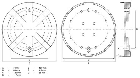 Rubberschijf voor hefplatforms diameter 125 mm