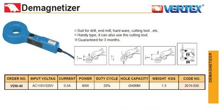 Demagnetiseerapparaat diameter 40 mm