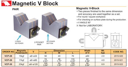 Magnetisch V-blok 8 mm - 120 mm