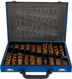 Spiraalboren en Trappenboorset HSS titanium gecoat 1 - 10 mm 231-dlg