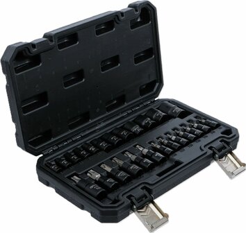 Dopsleutelbit-/dopsleutelset (1/4), (3/8), (1/2) E-profiel / T-profiel (voor Torx) 25-dlg