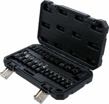 Dopsleutelbit-/dopsleutelset (1/4), (3/8), (1/2) E-profiel / T-profiel (voor Torx) 25-dlg