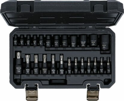 Dopsleutelbit-/dopsleutelset (1/4), (3/8), (1/2) E-profiel / T-profiel (voor Torx) 25-dlg