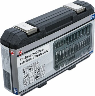 Dopsleutelbit-/dopsleutelset (1/4), (3/8), (1/2) E-profiel / T-profiel (voor Torx) 25-dlg