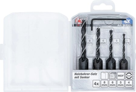 Houtborenset met verzinkboor 4-dlg