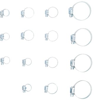 Slangklem assortiment diameter 10 - 45 mm 15-dlg