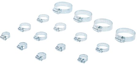 Slangklem assortiment diameter 10 - 45 mm 15-dlg
