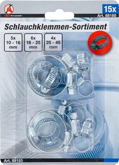 Slangklem assortiment diameter 10 - 45 mm 15-dlg