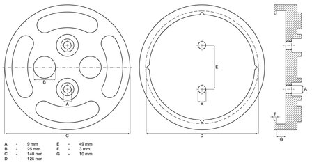 Rubberschijf voor hefplatforms diameter 140 mm