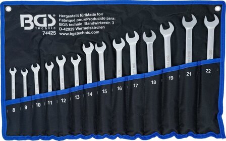 Steekringsleutelset met flexibele ringzijde 8 - 22 mm 14-dlg