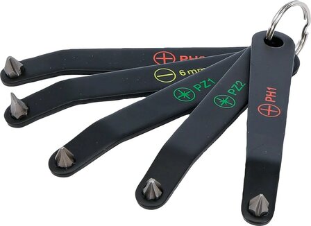 Speciale bitschroevendraaier extra plat Sleufkop SL kruiskop PH en PZ T-profiel (voor Torx) 5-dlg