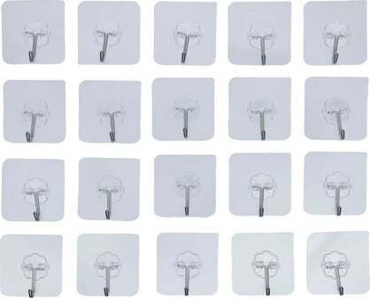 Kleefhakenset transparant zelfklevend 20-delige