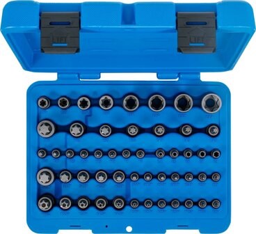 Bit- en dopsleutelset E-profiel / T-profiel (voor Torx) / T-profiel (voor Torx) mt boring / TP-profiel (voor Torx Plus) 52-dlg